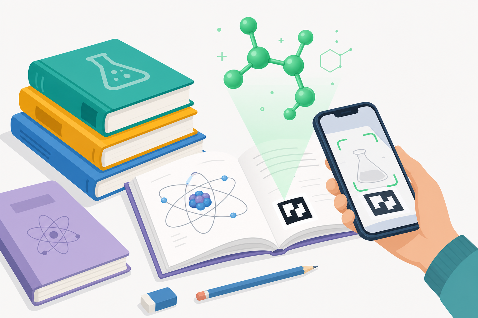 School textbooks with AR-enabled science diagrams